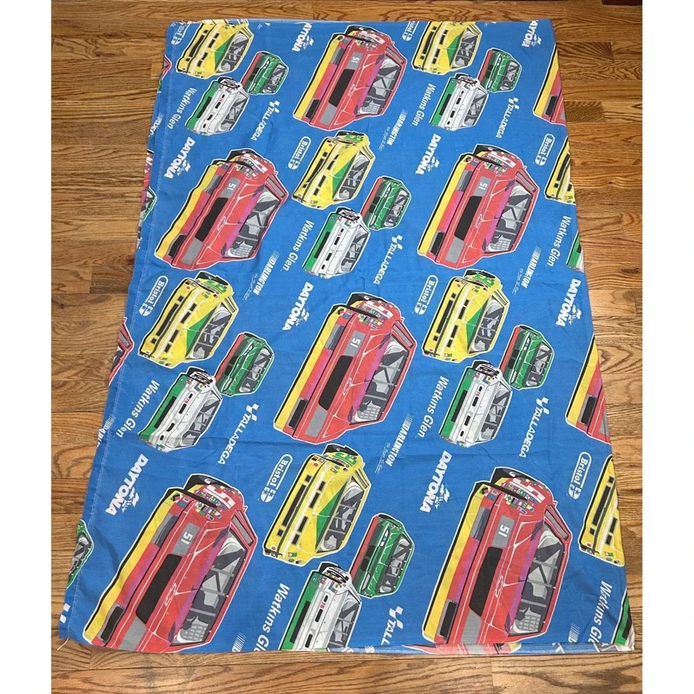 Vintage NASCAR Racing Twin Flat Sheet‎ Blue Daytona Talladega USA 80s 90s